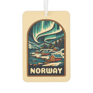 Retro Vintage Travel Norway Northern Lights Scenic