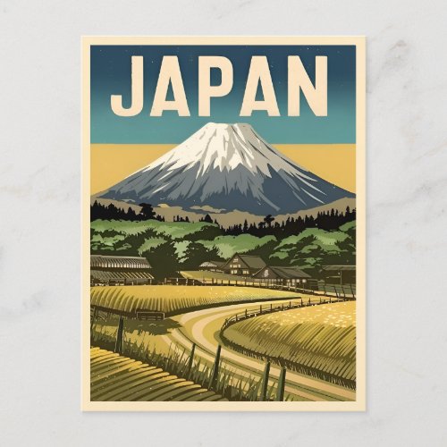 Retro Vintage Travel Old Japan Scenery Postcard