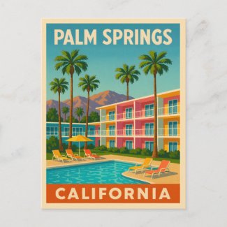 Retro Vintage Travel Palm Springs California Motel