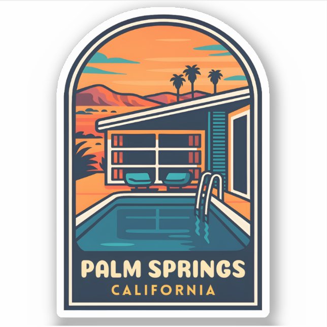 Retro Vintage Travel Palm Springs California Sticker (Front)