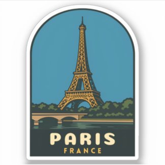 Retro Vintage Travel Paris France Eiffel Tower
