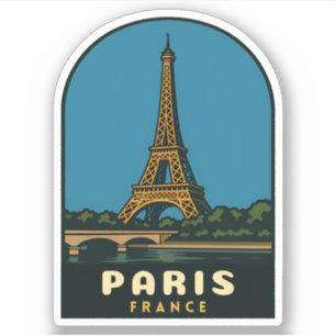 Retro Vintage Travel Paris France Eiffel Tower Sticker