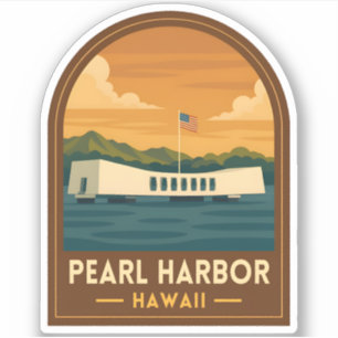 Retro Vintage Travel Pearl Harbor Memorial Hawaii Sticker