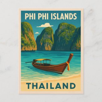 Retro Vintage Travel Phi Phi Islands Thailand
