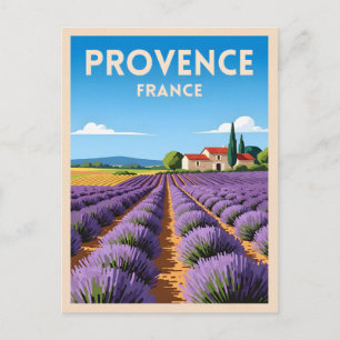 Retro Vintage Travel Provence France Landscape Postcard