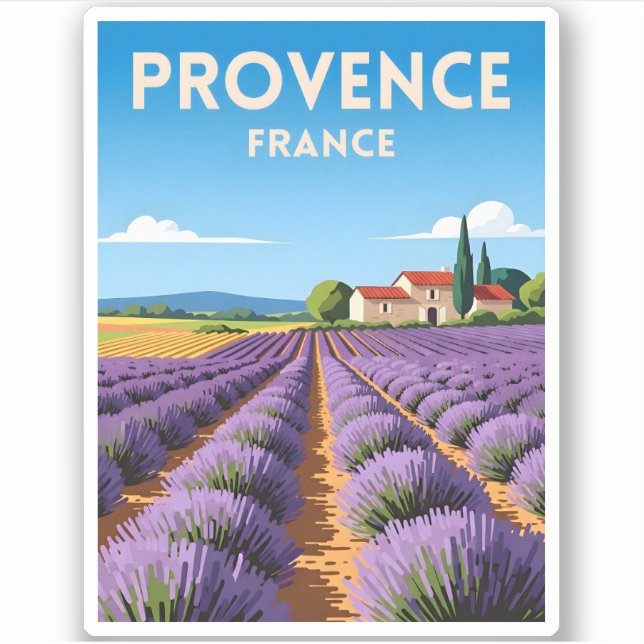 Retro Vintage Travel Provence France Landscape Sticker (Front)