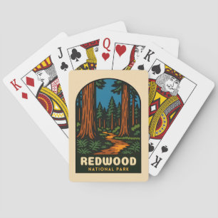 Retro Vintage Travel Redwood National Park Nature Poker Cards