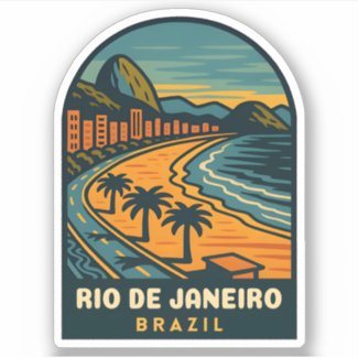 Retro Vintage Travel Rio de Janeiro Brazil Beach