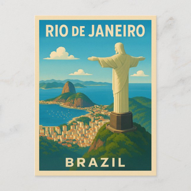 Retro Vintage Travel Rio de Janeiro Brazil Scenic Postcard (Front)