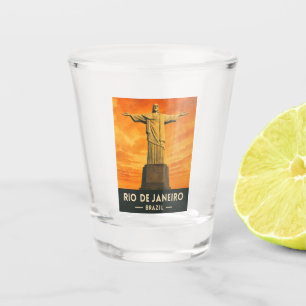 Retro Vintage Travel Rio de Janeiro Brazil Sunset  Shot Glass