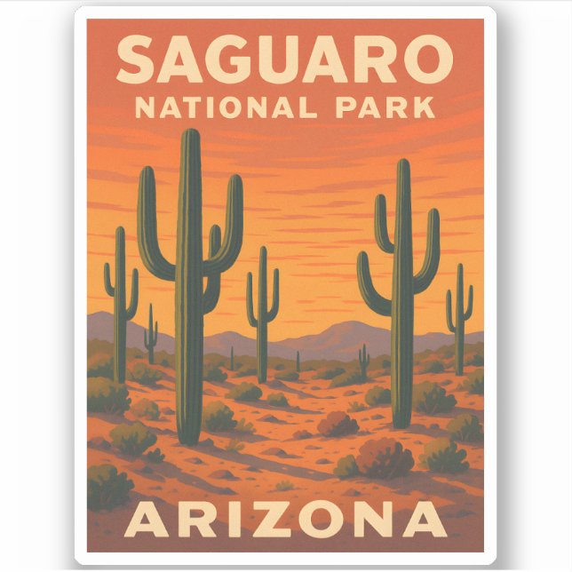 Retro Vintage Travel Saguaro National Park Arizona Sticker (Front)