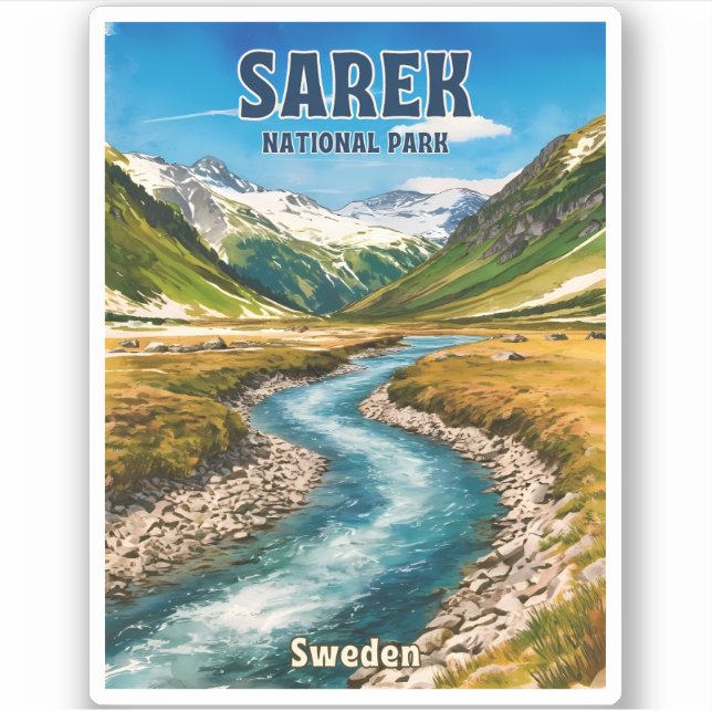 Retro Vintage Travel Sarek National Park Sweden Sticker (Front)