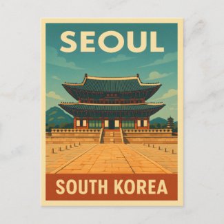 Retro Vintage Travel Seoul Korea Royal Palace