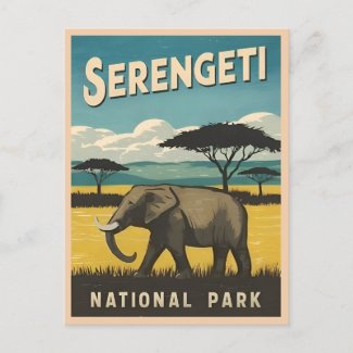 Retro Vintage Travel Serengeti National Park