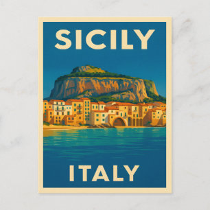 Retro Vintage Travel Sicily Italy Coastal Scenic Postcard