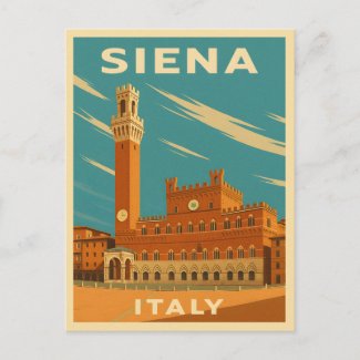 Retro Vintage Travel Siena Italy Scenic