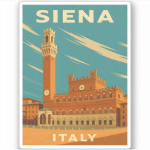 Retro Vintage Travel Siena Italy Scenic Sticker