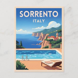 Retro Vintage Travel Sorrento Italy Coastal Scenic