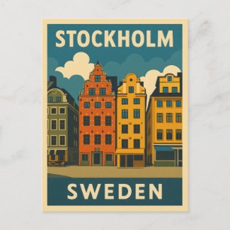 Retro Vintage Travel Stockholm Sweden Old Town