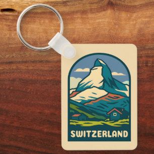 Retro Vintage Travel Switzerland Matterhorn Keychain