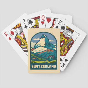 Retro Vintage Travel Switzerland Matterhorn Poker Cards