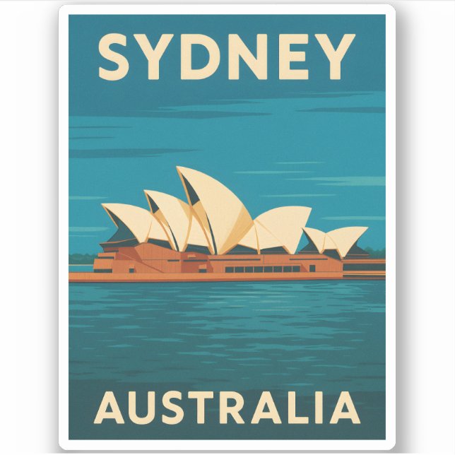 Retro Vintage Travel Sydney Opera House Australia  Sticker (Front)