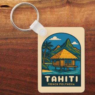 Retro Vintage Travel Tahiti French Polynesia Beach