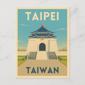 Retro Vintage Travel Taipei Taiwan Monument 