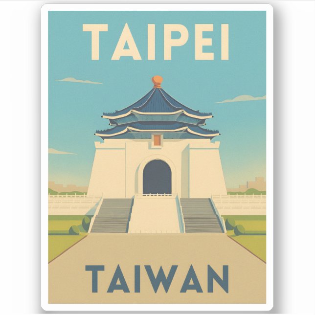 Retro Vintage Travel Taipei Taiwan Monument  Sticker (Front)