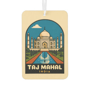 Retro Vintage Travel Taj Mahal India Illustration Air Freshener