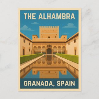 Retro Vintage Travel The Alhambra Granada Spain