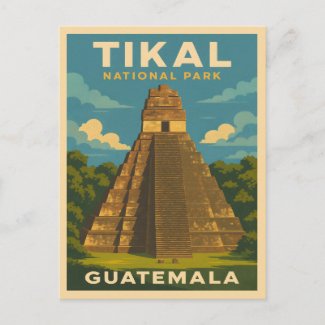 Retro Vintage Travel Tikal National Park Guatemala
