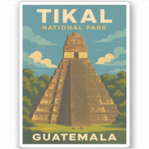 Retro Vintage Travel Tikal National Park Guatemala Sticker
