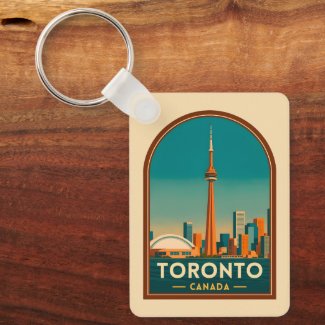 Retro Vintage Travel Toronto Canada Skyline Scenic