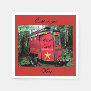 retro vintage travel trailer design on any color napkins