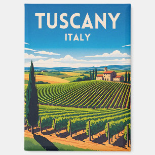 Retro Vintage Travel Tuscany Italy Vineyard Magnet