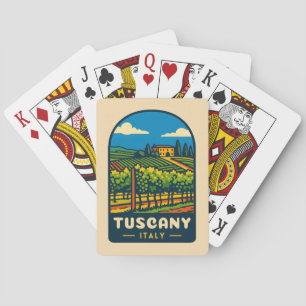 Retro Vintage Travel Tuscany Italy Vineyard Poker Cards