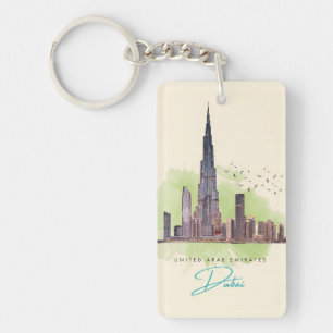 retro vintage travel vacation Dubai Emirates Keychain