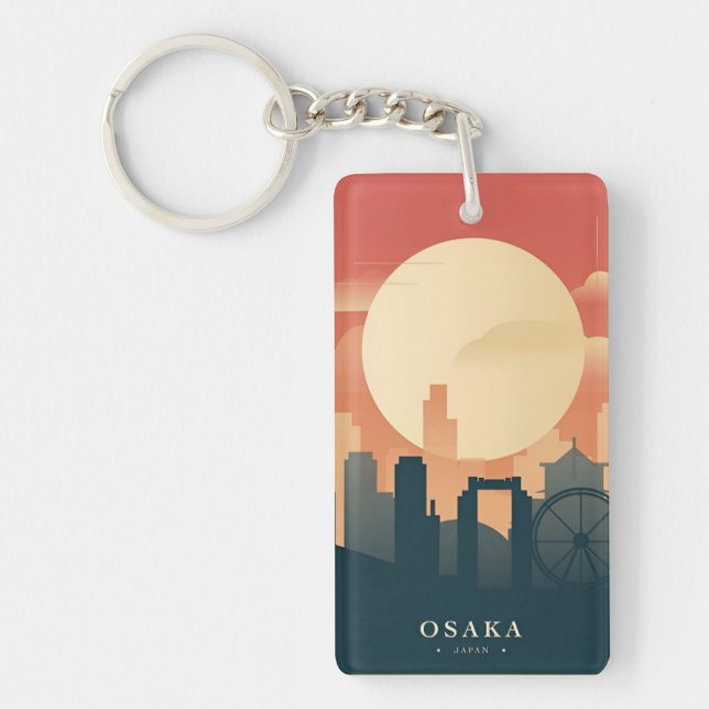retro vintage travel vacation souvenir Osaka Japan Keychain (Front)