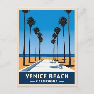 Retro Vintage Travel Venice Beach California Coast