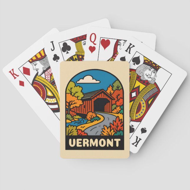Retro Vintage Travel Vermont Landscape Scenic Poker Cards (Back)