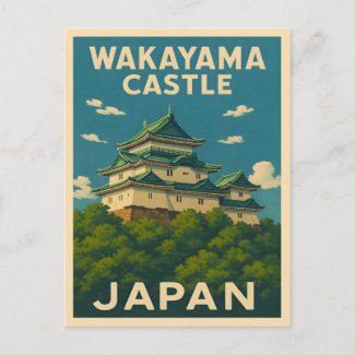 Retro Vintage Travel Wakayama Castle Japan