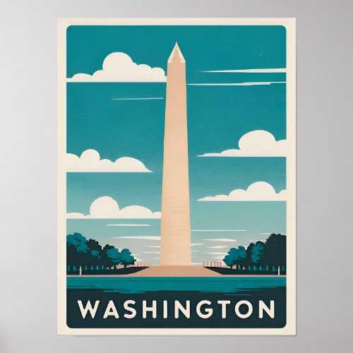 Retro Vintage Travel Washington Monument Poster