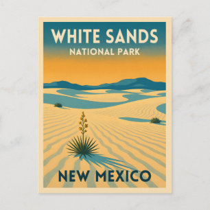 Retro Vintage Travel White Sands National Park Postcard