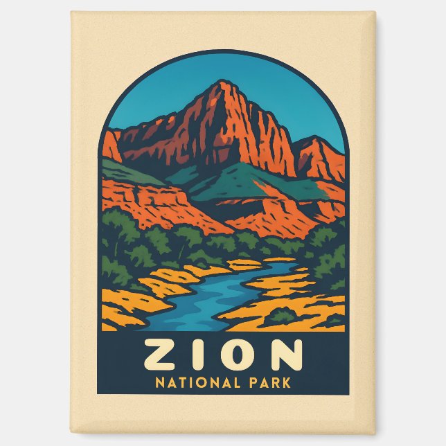 Retro Vintage Travel Zion National Park Utah Magnet (Front)