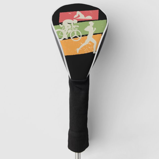 Retro vintage Triathlon Golf Head Cover (Front)