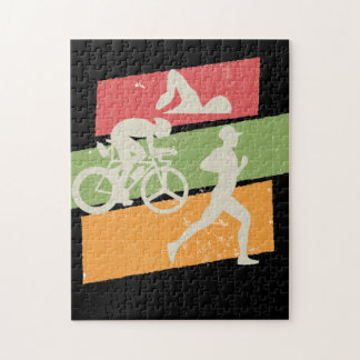 Retro vintage Triathlon Jigsaw Puzzle