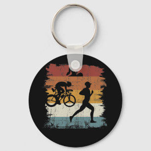 Retro vintage Triathlon Keychain