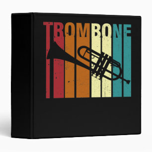 Retro Vintage Trombone Marching Band Trombone 3 Ring Binder
