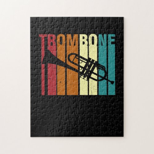 Retro Vintage Trombone Marching Band Trombone Jigsaw Puzzle